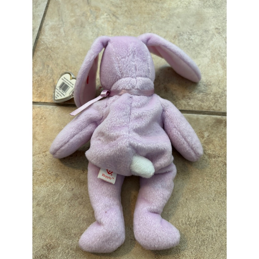 Ty Beanie Baby Floppity the Bunny Lavender Purple Rabbit 1996 Vintage Plush Toy - Picture 4 of 4
